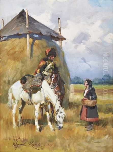 The Messenger Oil Painting by Woiciech (Aldabert) Ritter von Kossak