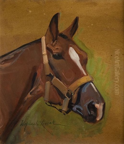 Horse Head Oil Painting by Woiciech (Aldabert) Ritter von Kossak