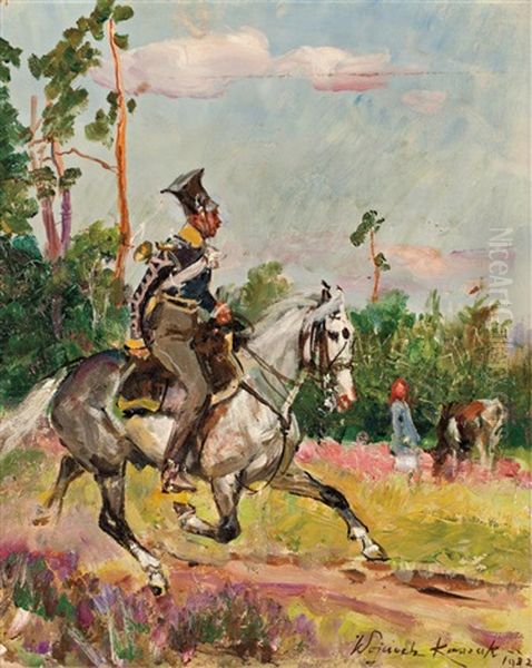 Cavalry Officer Oil Painting by Woiciech (Aldabert) Ritter von Kossak