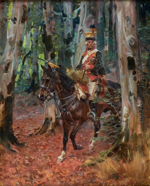 Jezdziec Oil Painting by Woiciech (Aldabert) Ritter von Kossak