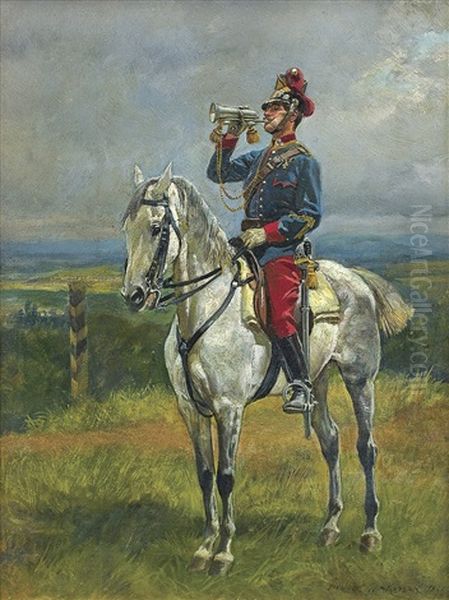 Ulan Oil Painting by Woiciech (Aldabert) Ritter von Kossak