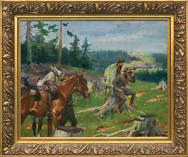 Mountain Recon Oil Painting by Woiciech (Aldabert) Ritter von Kossak