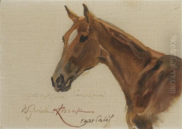 Horse Head Oil Painting by Woiciech (Aldabert) Ritter von Kossak