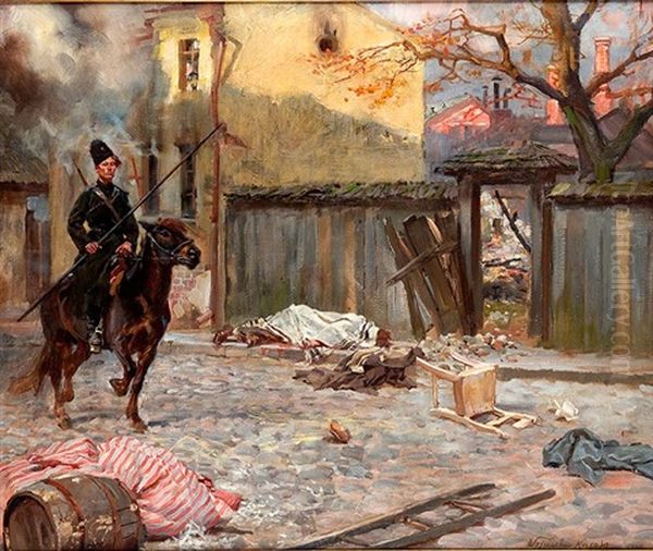 Ranek Po Pogromie Oil Painting by Woiciech (Aldabert) Ritter von Kossak