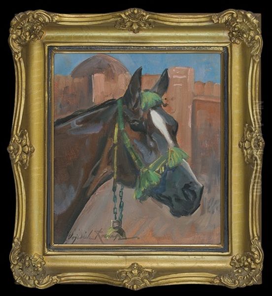 Horse's Head Oil Painting by Woiciech (Aldabert) Ritter von Kossak