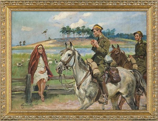 Lancers Patrol Oil Painting by Woiciech (Aldabert) Ritter von Kossak