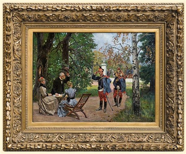 Asking For Billets Oil Painting by Woiciech (Aldabert) Ritter von Kossak