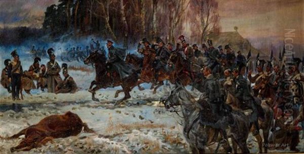 Sztab Chlopickiego Oil Painting by Woiciech (Aldabert) Ritter von Kossak