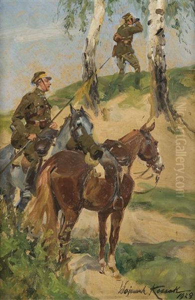 Lancers Patrol Oil Painting by Woiciech (Aldabert) Ritter von Kossak