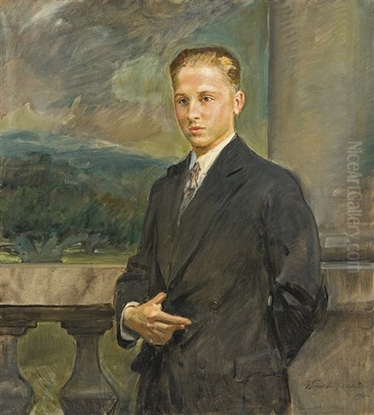 Portrait Of An Young Man Oil Painting by Woiciech (Aldabert) Ritter von Kossak