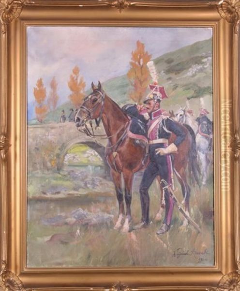 Ulan Przy Koniu Oil Painting by Woiciech (Aldabert) Ritter von Kossak