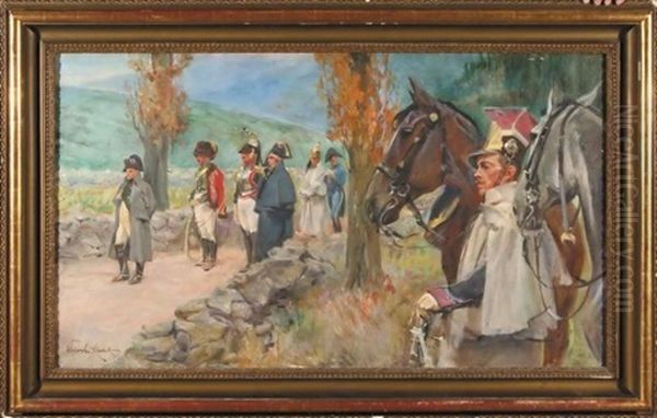 Przed Szarza W Wawozie Samosierra Oil Painting by Woiciech (Aldabert) Ritter von Kossak