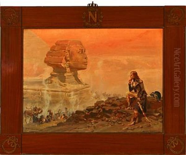 Napoleon After The Lost Battle Near The Pyramids And The Great Sphinx Oil Painting by Woiciech (Aldabert) Ritter von Kossak