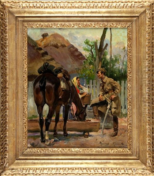 Zaloty Oil Painting by Woiciech (Aldabert) Ritter von Kossak