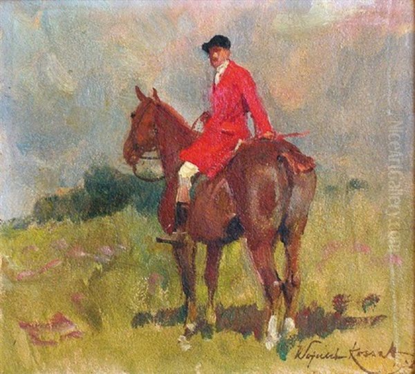 Cavalier En Rouge Oil Painting by Woiciech (Aldabert) Ritter von Kossak