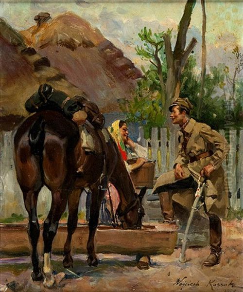 Zaloty Oil Painting by Woiciech (Aldabert) Ritter von Kossak