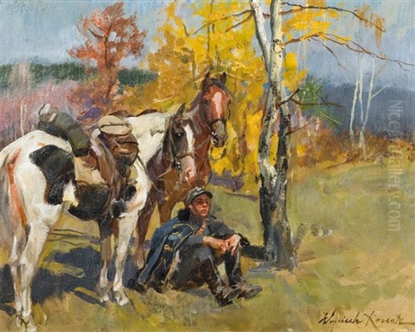 Rest Oil Painting by Woiciech (Aldabert) Ritter von Kossak