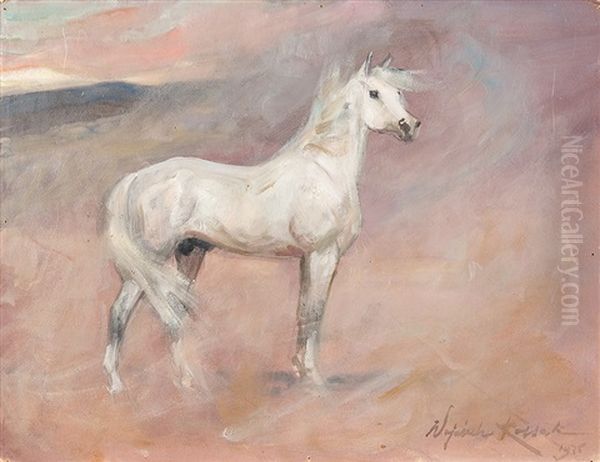 White Champion Oil Painting by Woiciech (Aldabert) Ritter von Kossak