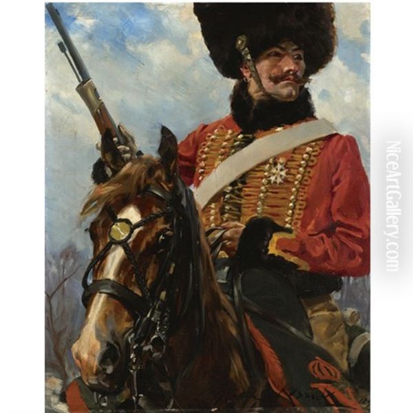 Horseman Oil Painting by Woiciech (Aldabert) Ritter von Kossak