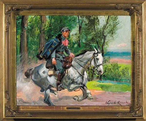 Messenger Oil Painting by Woiciech (Aldabert) Ritter von Kossak