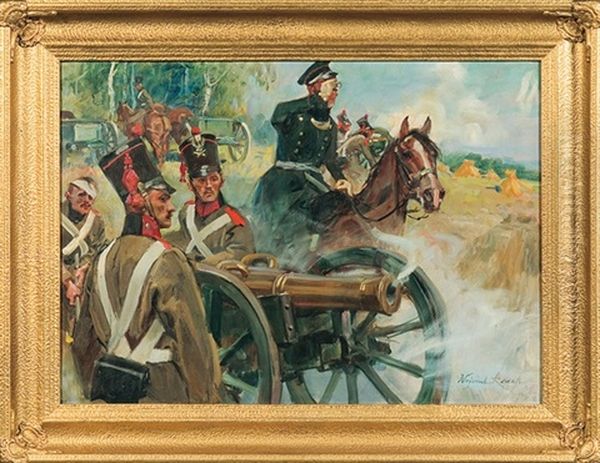 Gunners Oil Painting by Woiciech (Aldabert) Ritter von Kossak