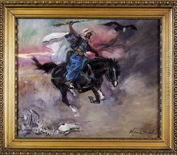 Forward And Attack!!! Oil Painting by Woiciech (Aldabert) Ritter von Kossak