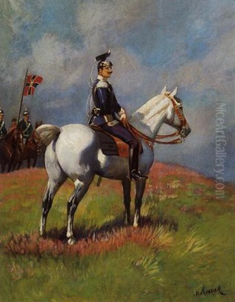 Kaiser Wilhelm Ii Bei Den Kaisermanovern Des Jahres 1901 Oil Painting by Woiciech (Aldabert) Ritter von Kossak