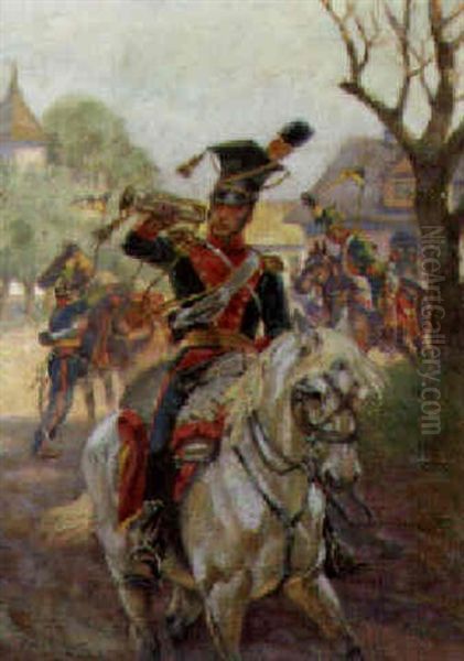 Rallying The Troops Oil Painting by Woiciech (Aldabert) Ritter von Kossak