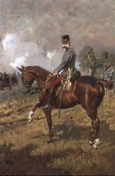 Kaiser Franz Joseph I. Zu Pferd Oil Painting by Woiciech (Aldabert) Ritter von Kossak