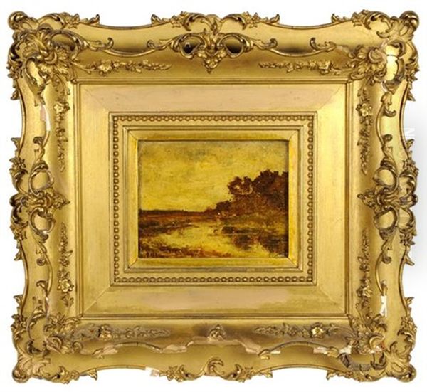 Sepia Toned Riverscape Oil Painting by Frederick William Kost