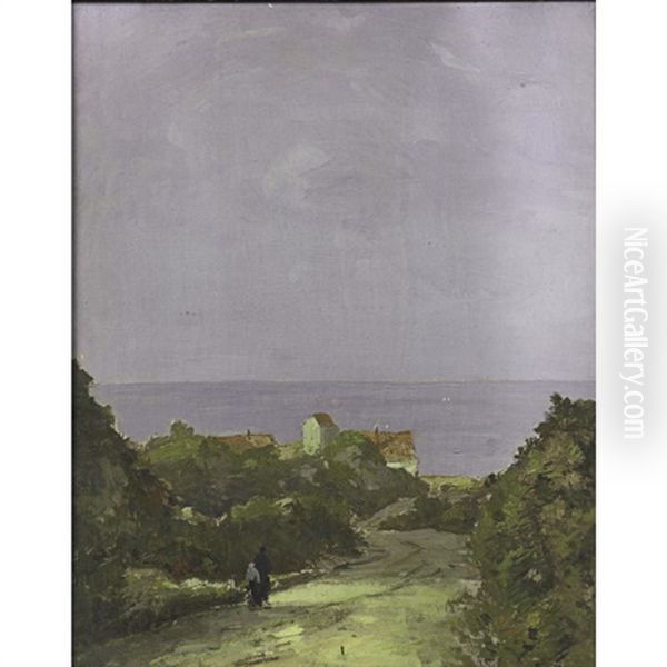 A Normandy Landscape Oil Painting by Frederick William Kost