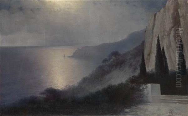 Moonlit Landscape. Oreanda, Crimea Oil Painting by Kharlampi Kostandi