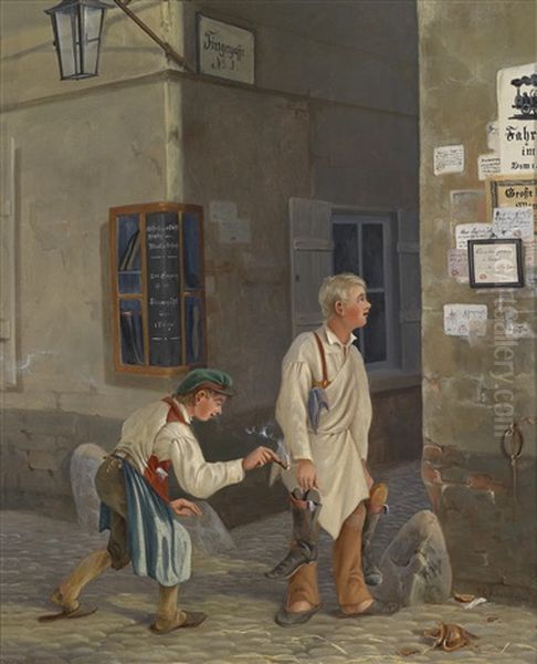 Der Kleine Lausbub Oil Painting by Carl Georg Koester