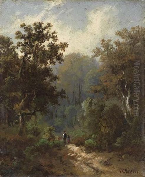 Kleine Waldlandschaft Oil Painting by Carl Georg Koester