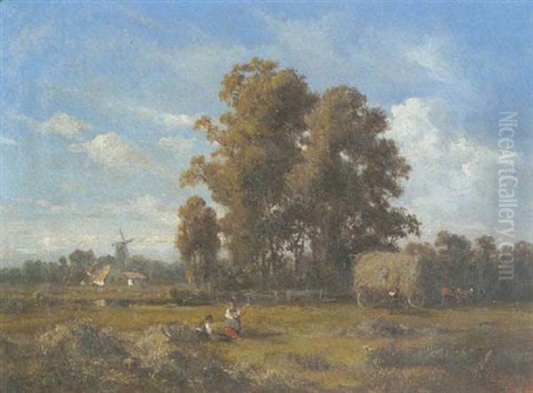 Heuernte Im Bremer Umland Oil Painting by Carl Georg Koester