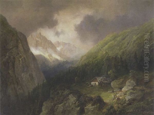 Partie Aus Dem Hinteren Risch (tyrol) Oil Painting by Carl Georg Koester