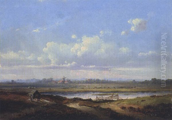 Landschaft Am Niederhein (oder In Holland) Oil Painting by Carl Georg Koester