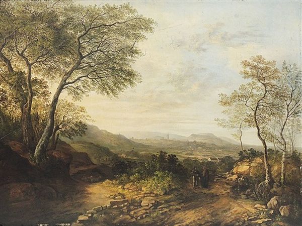 Weiter Landschaftsausblick Auf Freiburg Im Breisgau Oil Painting by Christian Philipp Koester