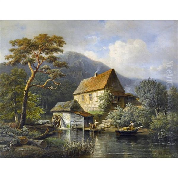 Landschaft Mit Muhle Oil Painting by Everhardus Koster