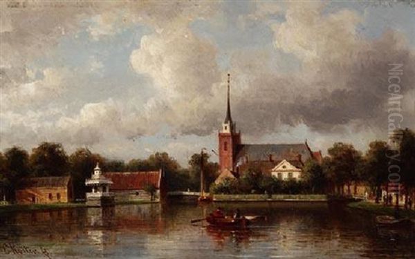 Ruderer Auf Dem Kanal Einer Hollandischen Stadt Oil Painting by Everhardus Koster