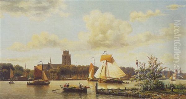 A View Of Dordrecht Oil Painting by Everhardus Koster