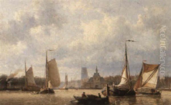 Shipping Off A Dutch Port Oil Painting by Everhardus Koster