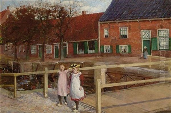 Girls On A Sunday Stroll, Possibly Hattem Oil Painting by Jo (van Hattem) Koster