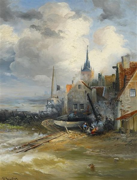 Stadtchen An Der Kuste Oil Painting by Paul Koester