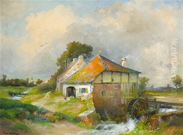 Alte Wassermuhle Oil Painting by Paul Koester