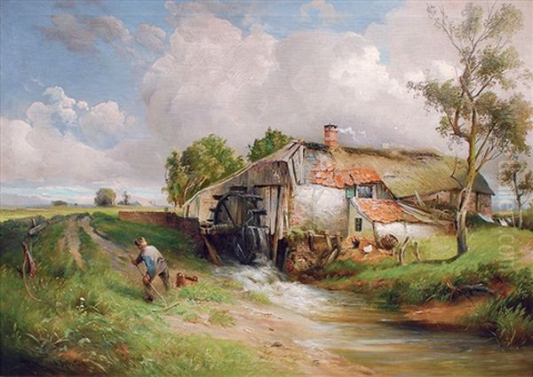 Water Mill Oil Painting by Paul Koester