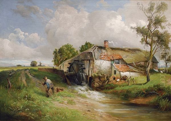 Water Mill Oil Painting by Paul Koester