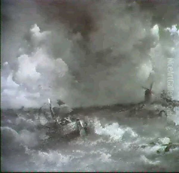 Sturm An Der Kuste Oil Painting by Paul Koester