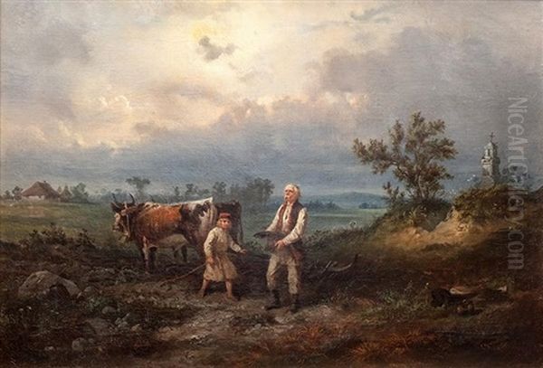 Przed Burza Oil Painting by Franciszek Kosttrzievsky