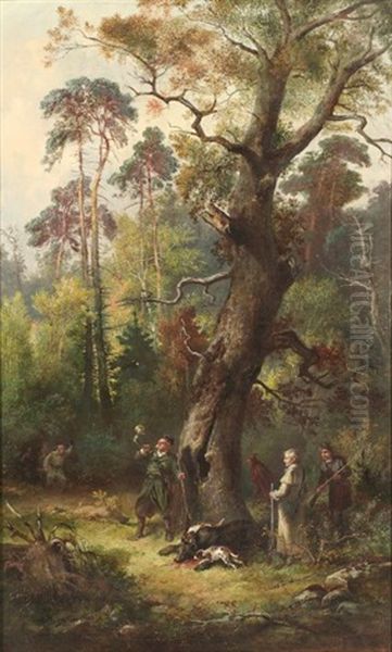 La Chasse Oil Painting by Franciszek Kosttrzievsky